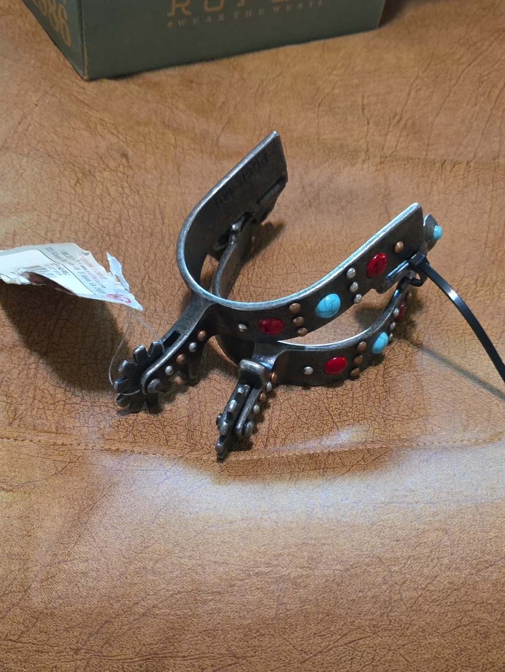 Western-Women's Spurs Red & Turquoise Accents